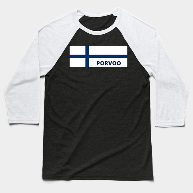 Porvoo City in Finnish Flag Baseball T-Shirt by aybe7elf